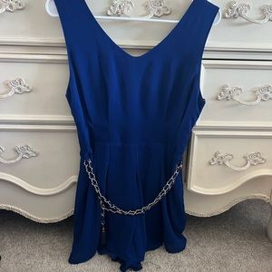 Blue Romper with gold chain belt